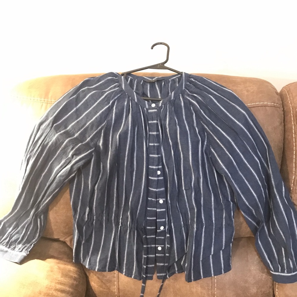 JCrew linen/cotton blend tie shirt.